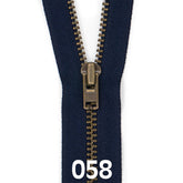 Broekrits metaal | brons fijn | 12 cm | YKK | 058 donker blauw Rits RITS - BROEK - BRONZE - 4.5 - 12CM - 058 - DARK - BLUE